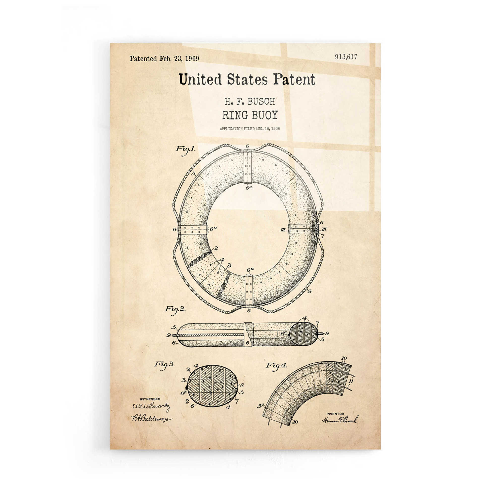 Epic Art 'Ring Blueprint Patent Parchment,' Acrylic Glass Wall Art,16x24