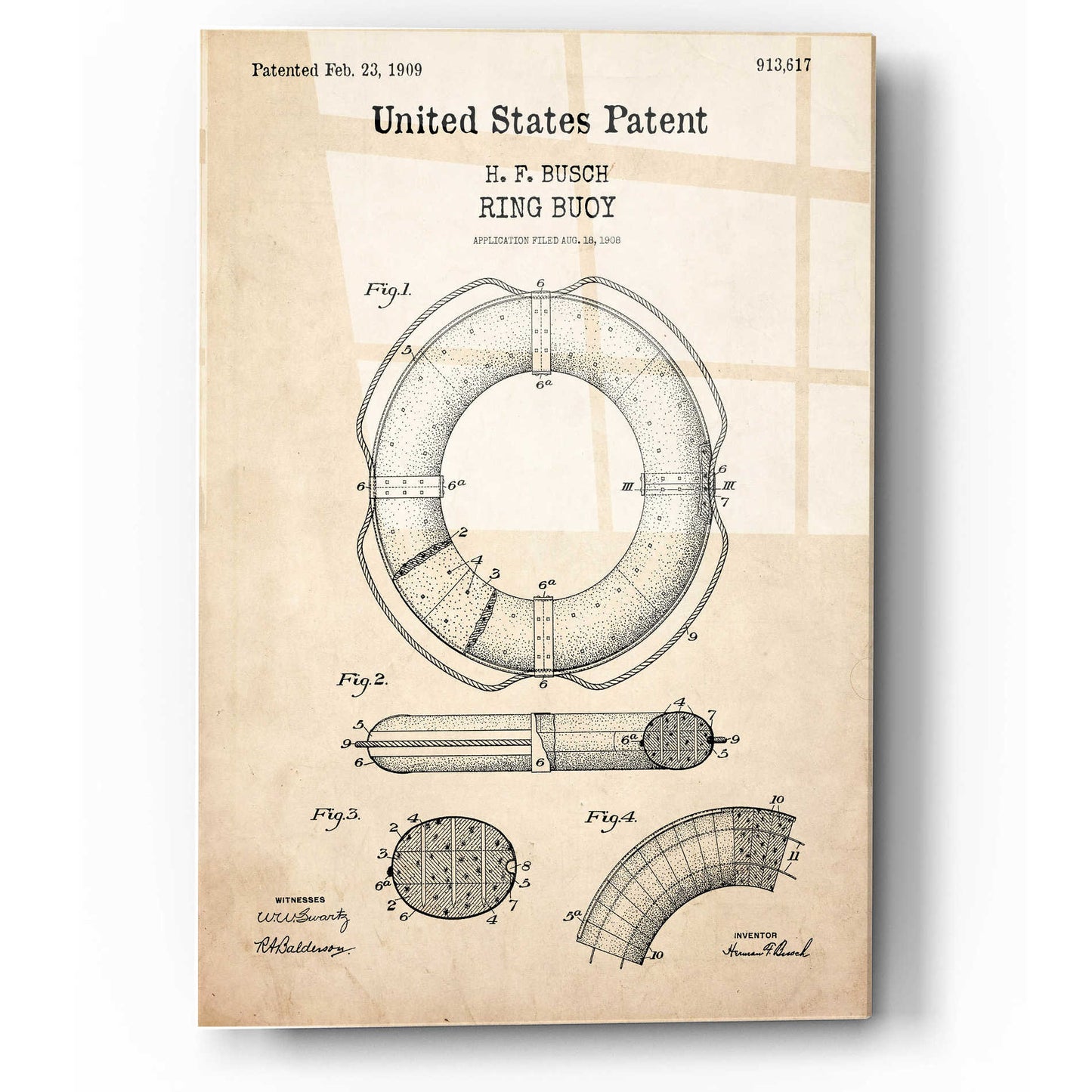 Epic Art 'Ring Blueprint Patent Parchment,' Acrylic Glass Wall Art