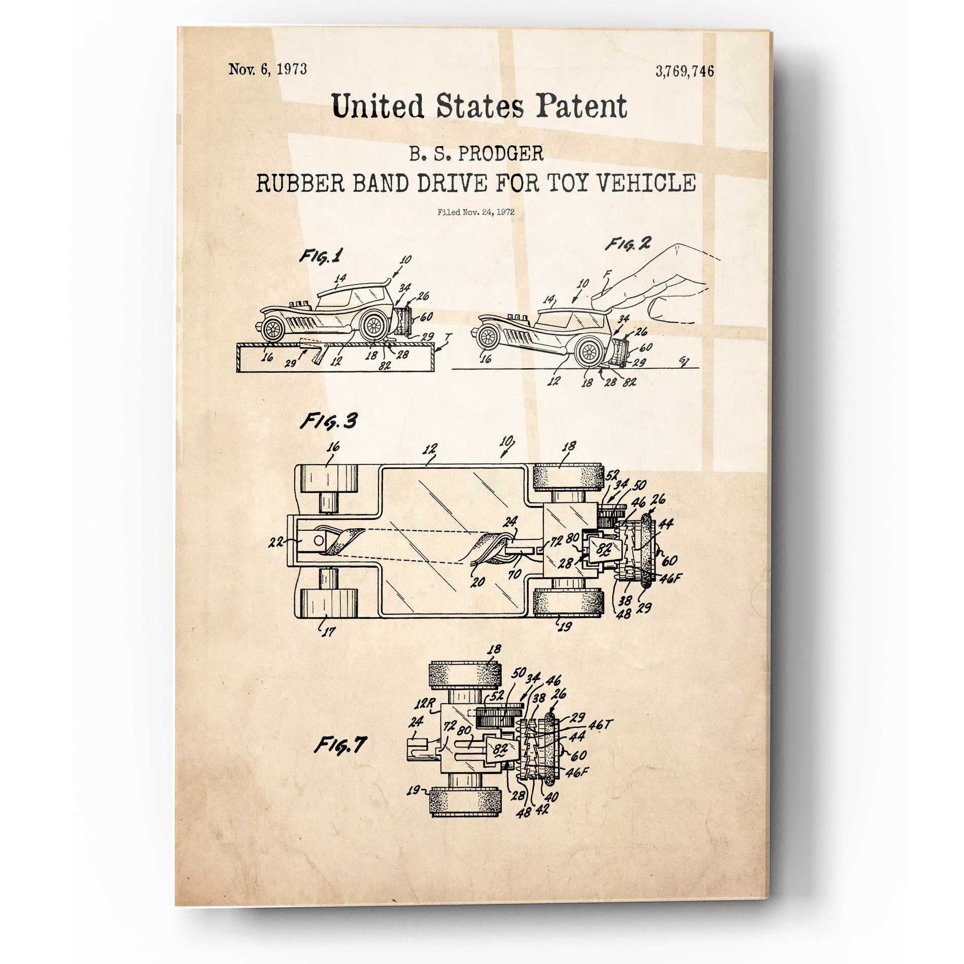 Epic Art 'Rubber band Blueprint Patent Parchment,' Acrylic Glass Wall Art,12x16