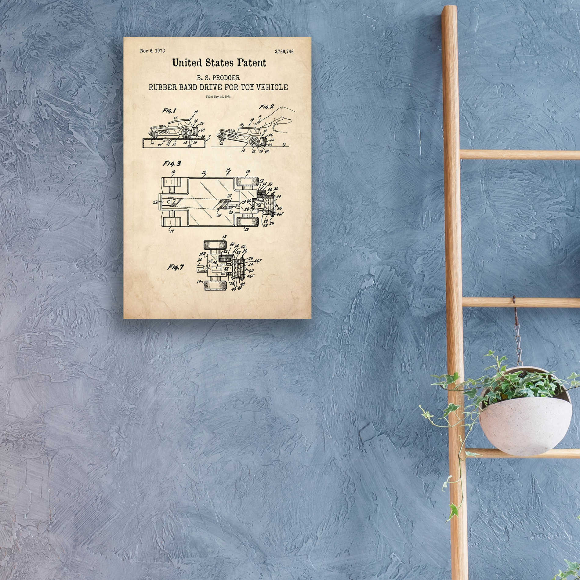 Epic Art 'Rubber band Blueprint Patent Parchment,' Acrylic Glass Wall Art,16x24