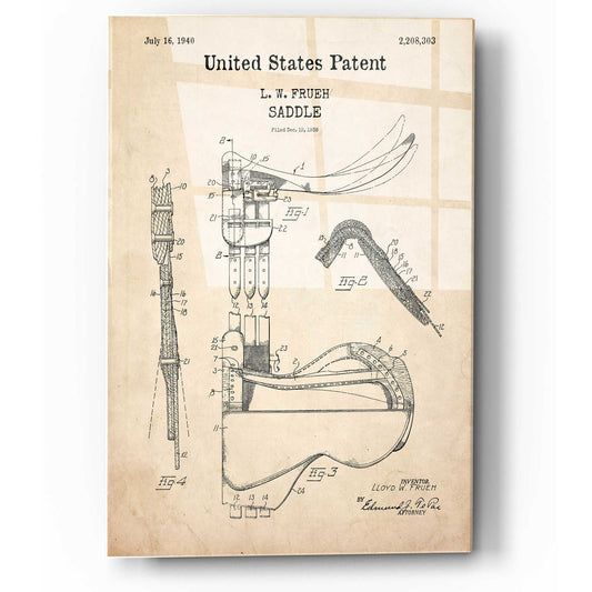Epic Art 'Saddle Blueprint Patent Parchment,' Acrylic Glass Wall Art