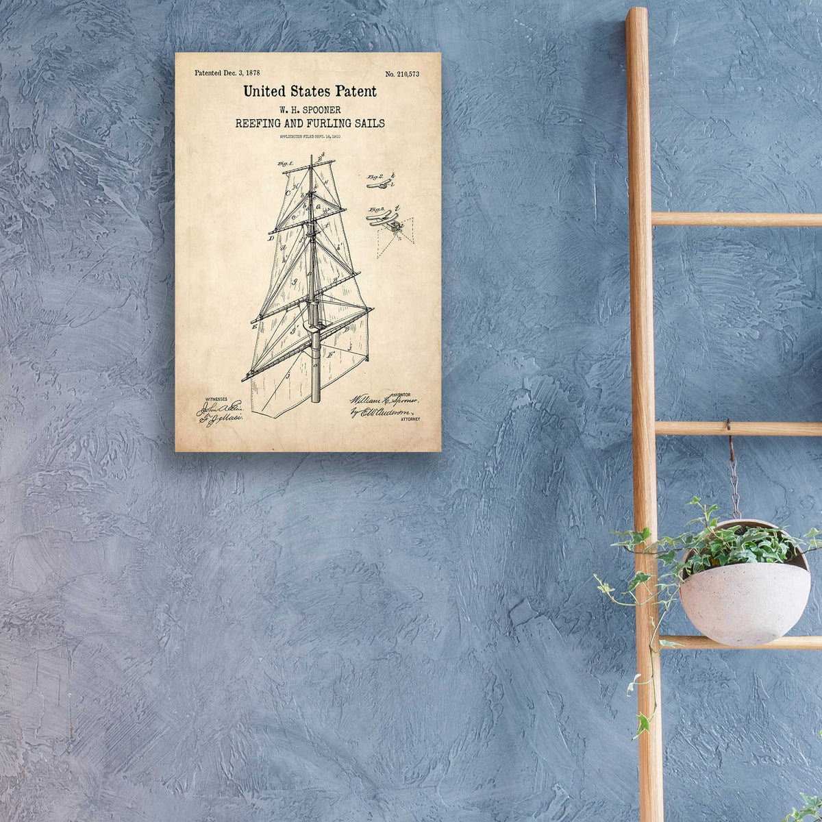 Epic Art 'Sail Blueprint Patent Parchment,' Acrylic Glass Wall Art,16x24