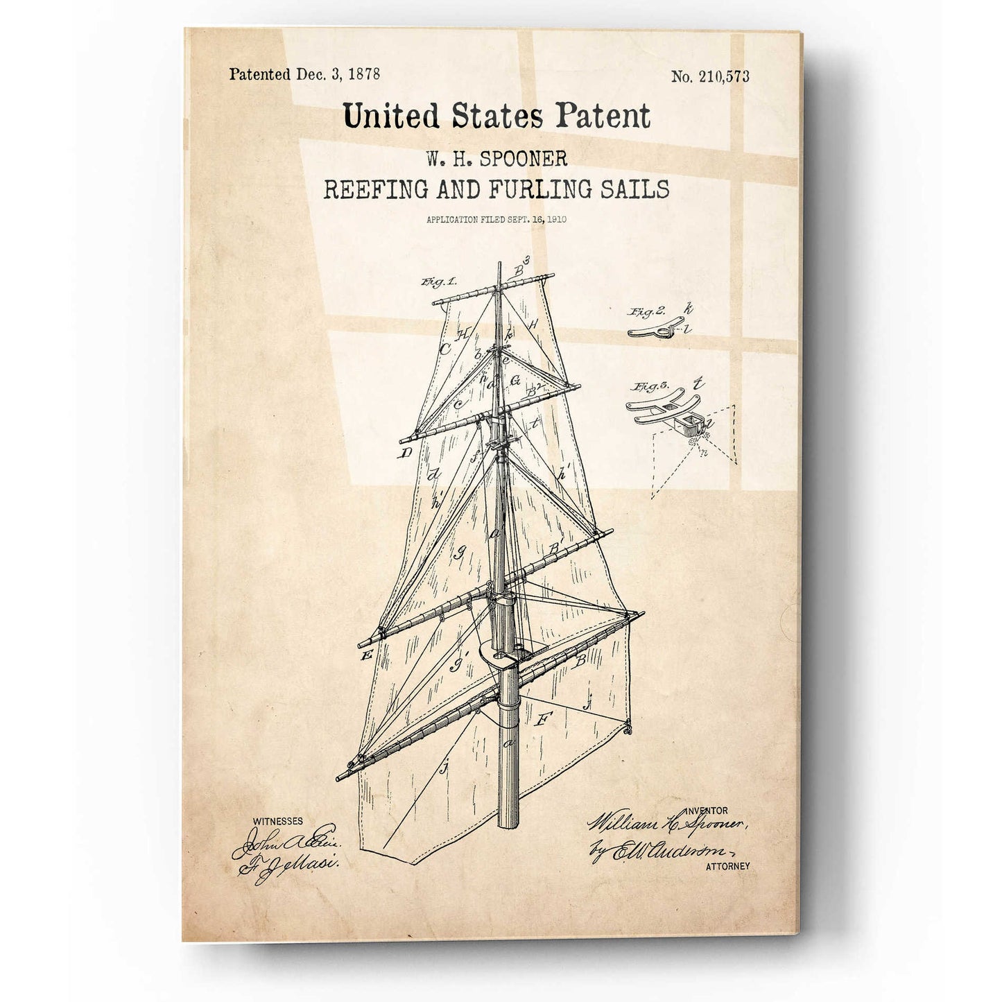 Epic Art 'Sail Blueprint Patent Parchment,' Acrylic Glass Wall Art
