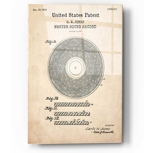 Epic Art 'Master Sound Record Blueprint Patent Parchment,' Acrylic Glass Wall Art