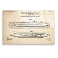 Epic Art 'Submarine Torpedo Boat Blueprint Patent Parchment,' Acrylic Glass Wall Art,16x12
