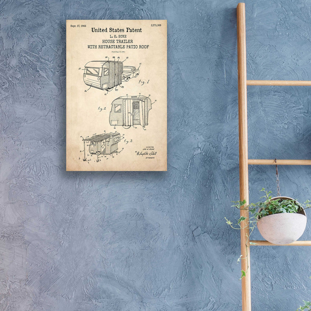 Epic Art 'Trailer Blueprint Patent Parchment,' Acrylic Glass Wall Art,16x24