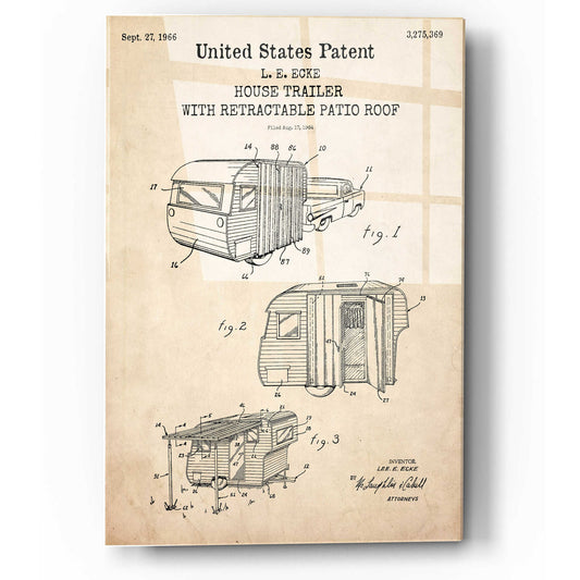 Epic Art 'Trailer Blueprint Patent Parchment,' Acrylic Glass Wall Art