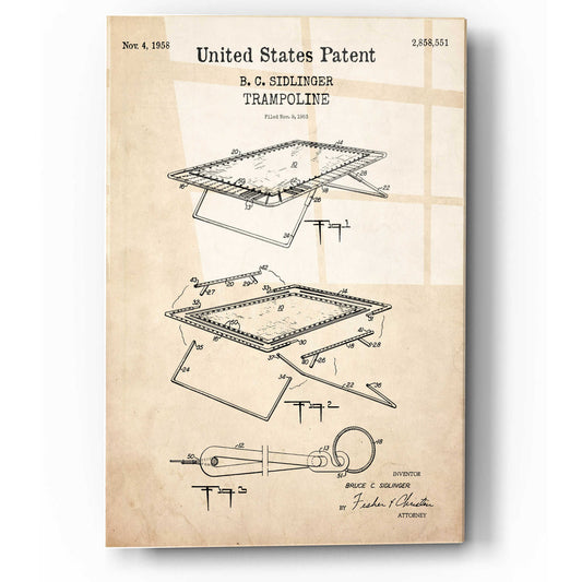 Epic Art 'Trampoline Blueprint Patent Parchment,' Acrylic Glass Wall Art