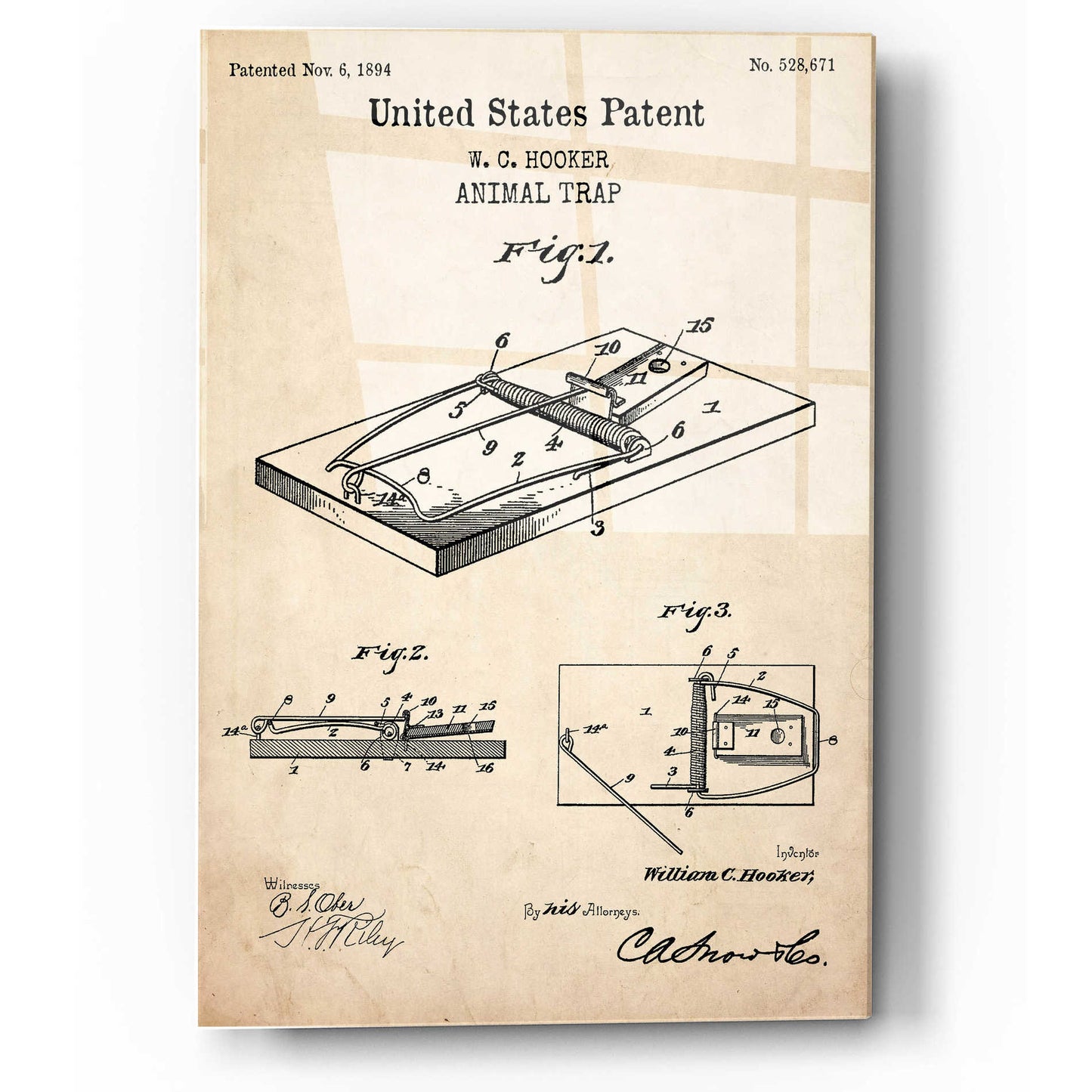 Epic Art 'Trap Blueprint Patent Parchment,' Acrylic Glass Wall Art,12x16