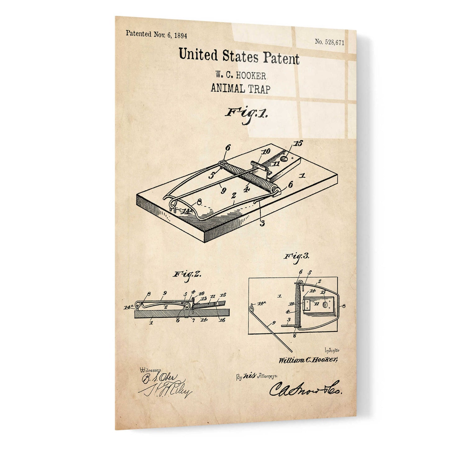 Epic Art 'Trap Blueprint Patent Parchment,' Acrylic Glass Wall Art,16x24