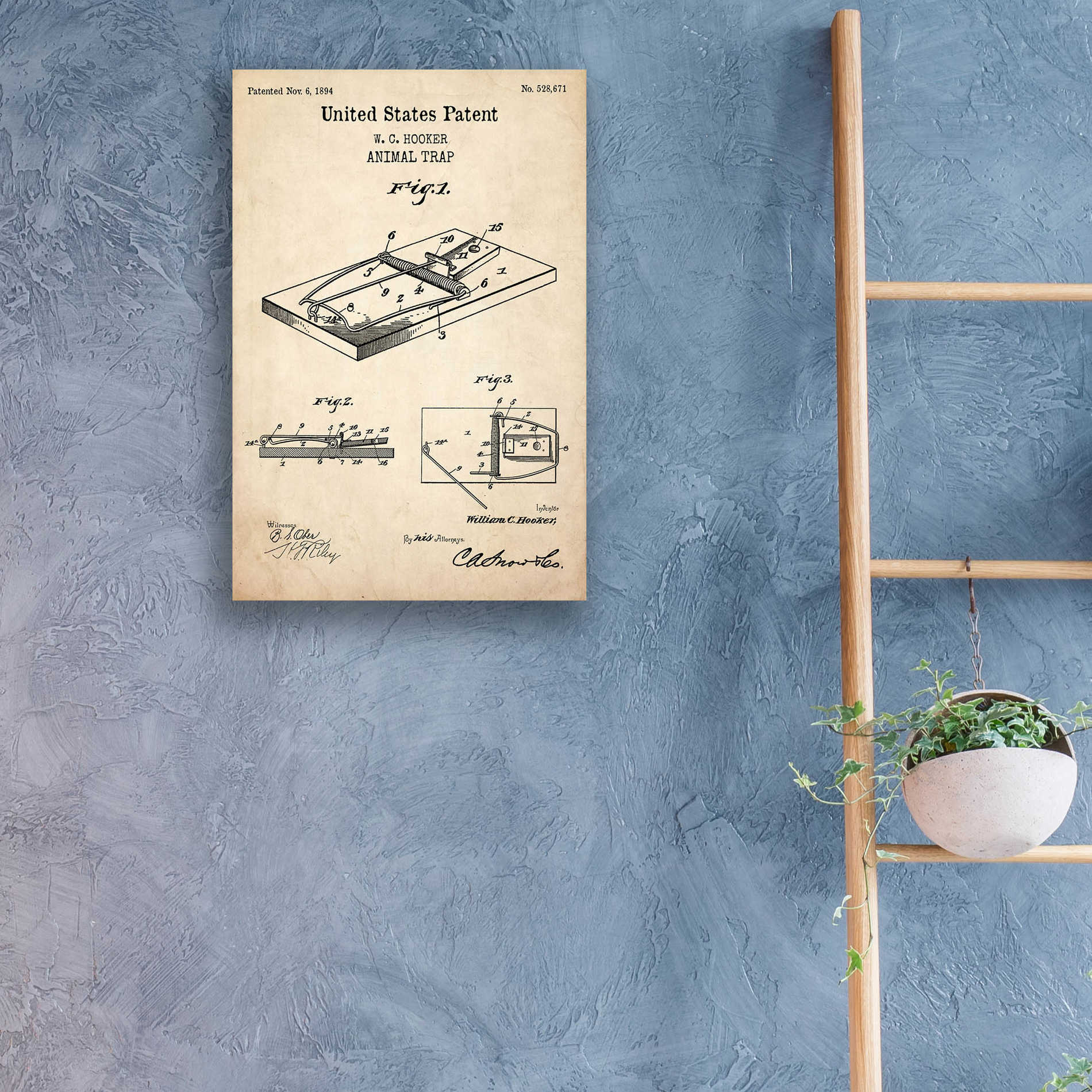 Epic Art 'Trap Blueprint Patent Parchment,' Acrylic Glass Wall Art,16x24