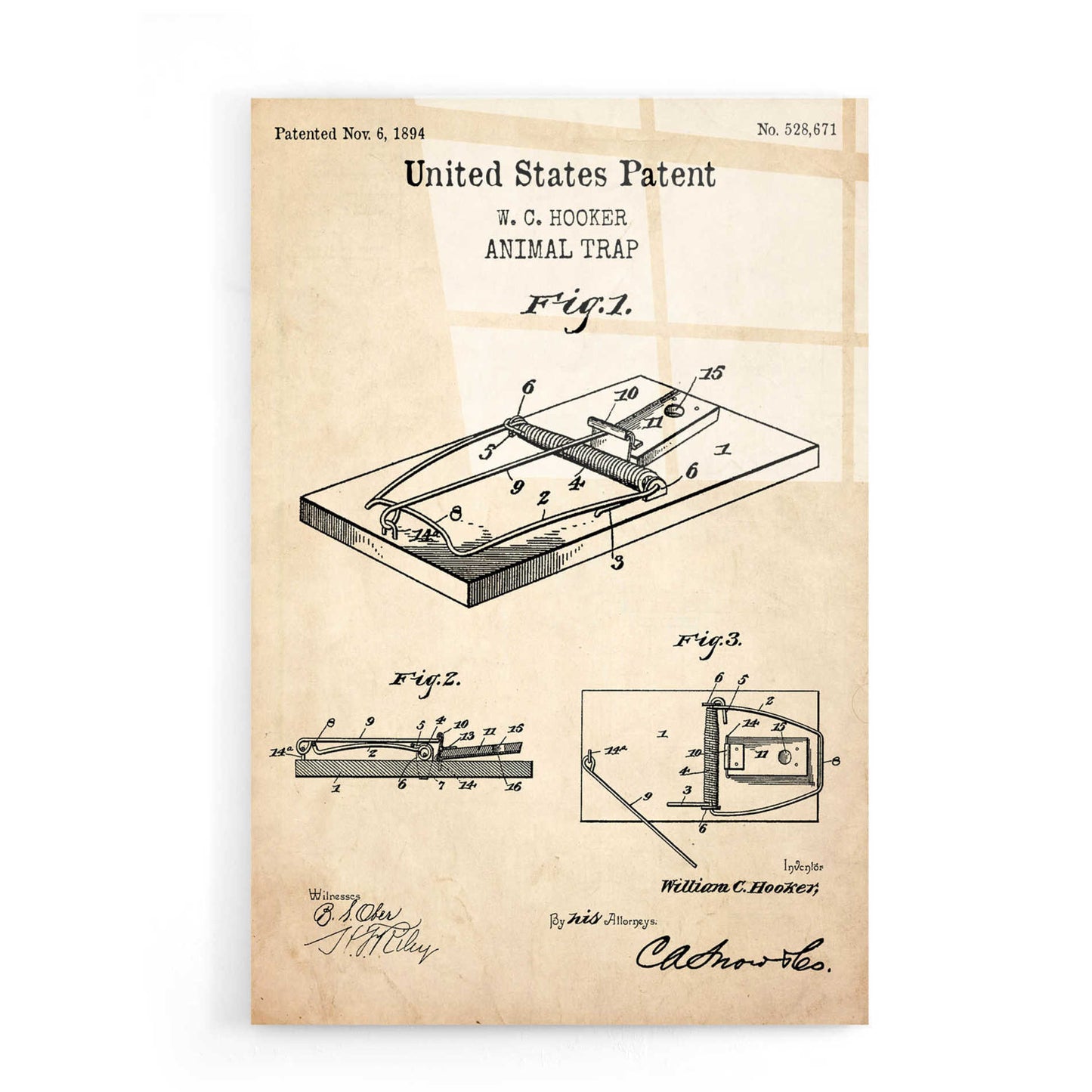 Epic Art 'Trap Blueprint Patent Parchment,' Acrylic Glass Wall Art,16x24