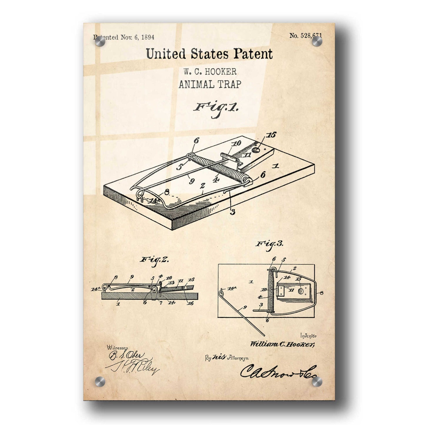 Epic Art 'Trap Blueprint Patent Parchment,' Acrylic Glass Wall Art,24x36