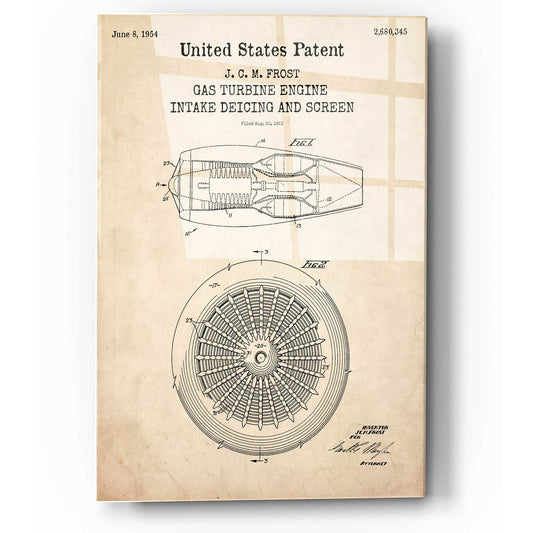 Epic Art 'Gas Turbine Engine Blueprint Patent Parchment,' Acrylic Glass Wall Art