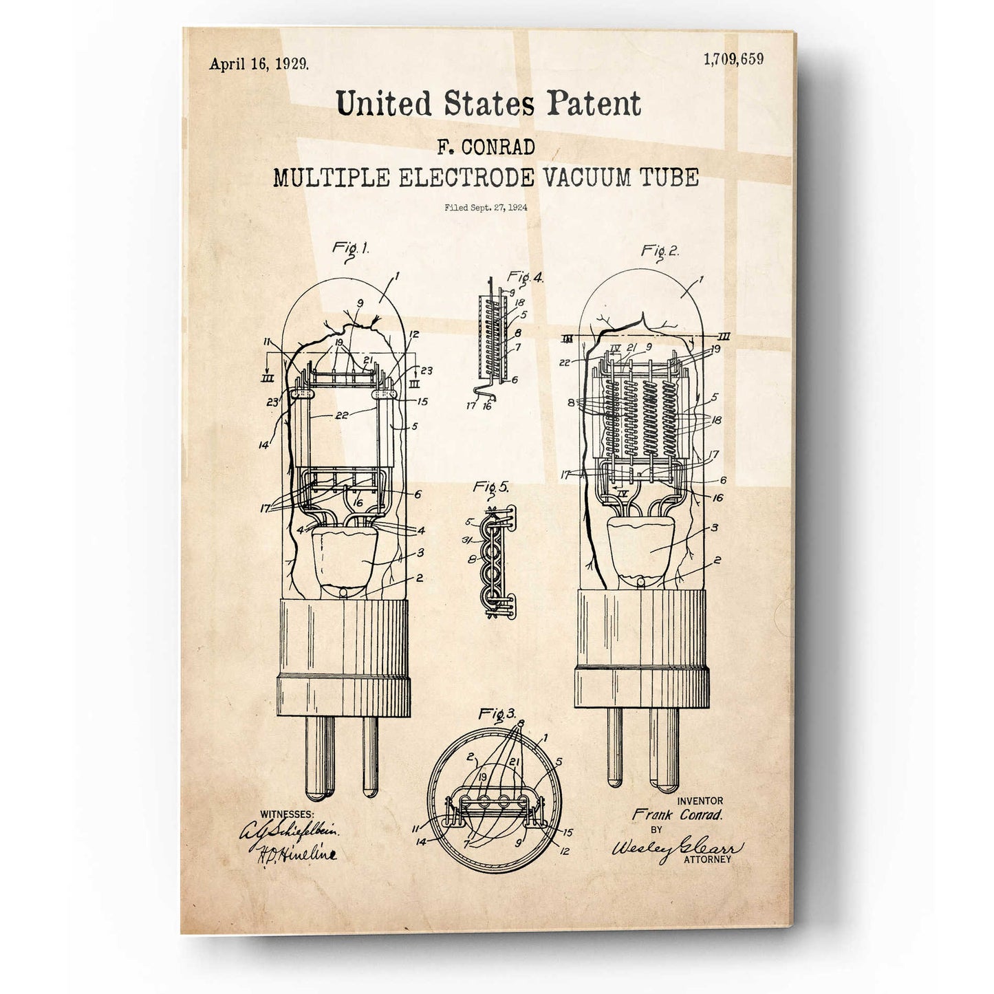 Epic Art 'Vacuum tube Blueprint Patent Parchment,' Acrylic Glass Wall Art