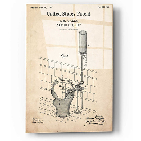 Epic Art 'Water Closet Blueprint Patent Parchment,' Acrylic Glass Wall Art