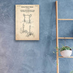 Epic Art 'Weight Lifting Equipment Blueprint Patent Parchment,' Acrylic Glass Wall Art,16x24