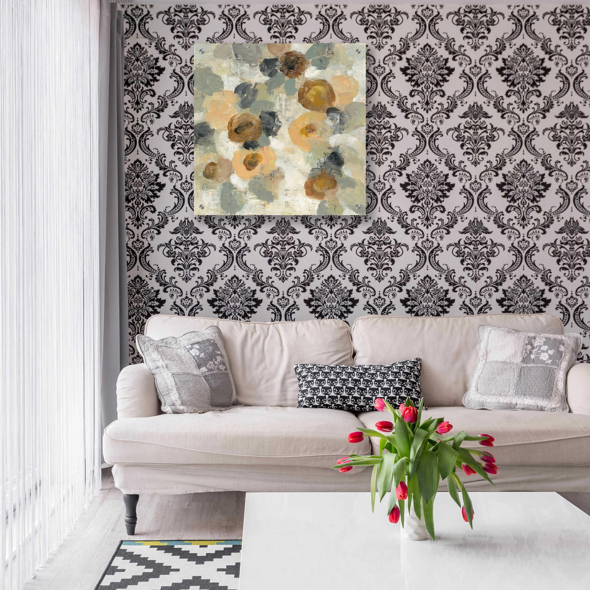 Epic Art 'Neutral Floral III' by Silvia Vassileva, Acrylic Glass Wall Art,24x24