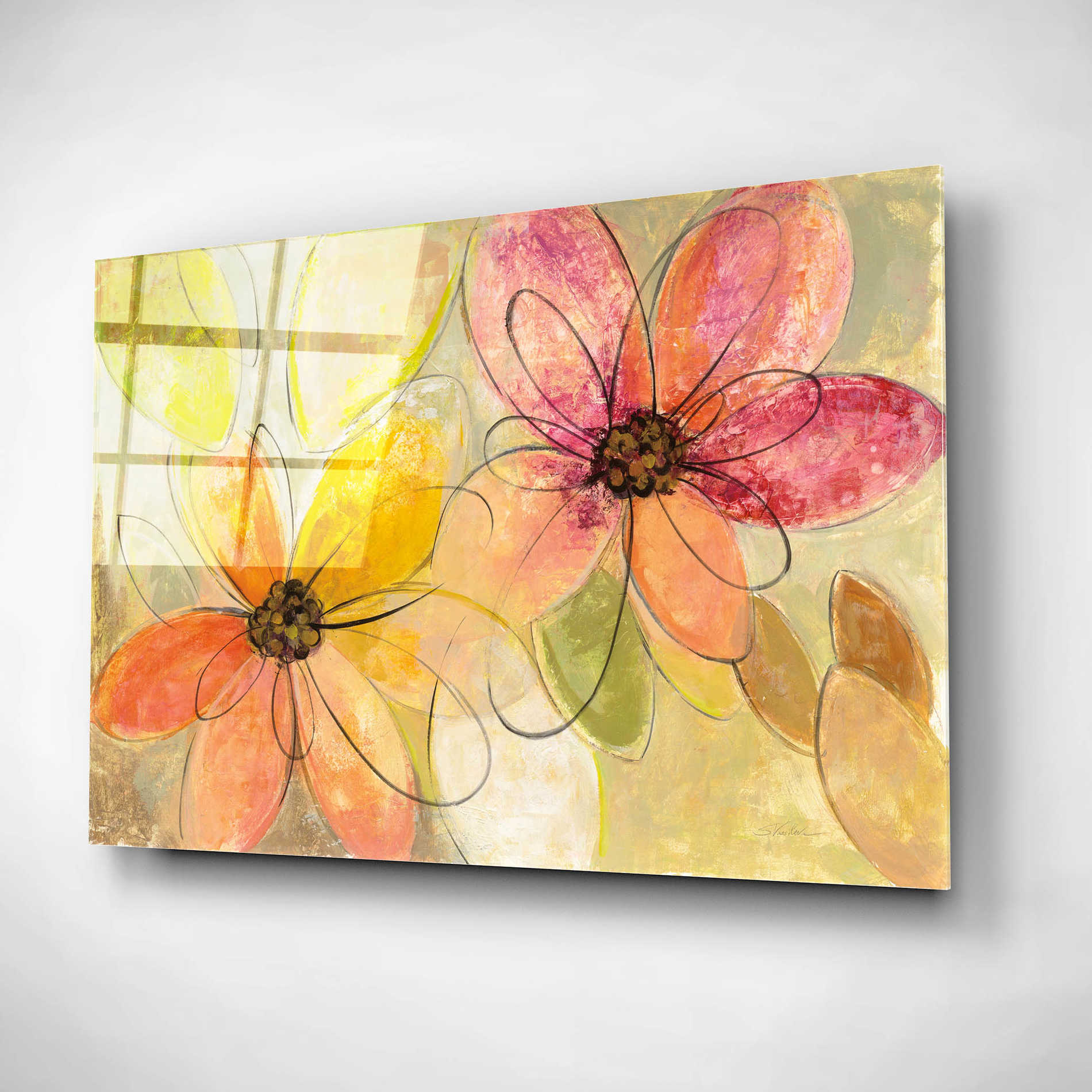 Epic Art 'Neon Floral' by Silvia Vassileva, Acrylic Glass Wall Art,16x12