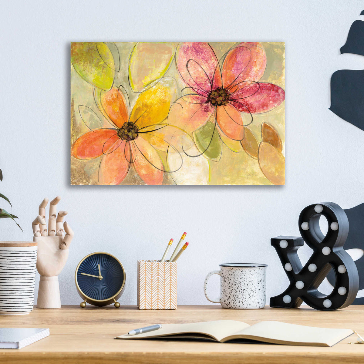 Epic Art 'Neon Floral' by Silvia Vassileva, Acrylic Glass Wall Art,16x12