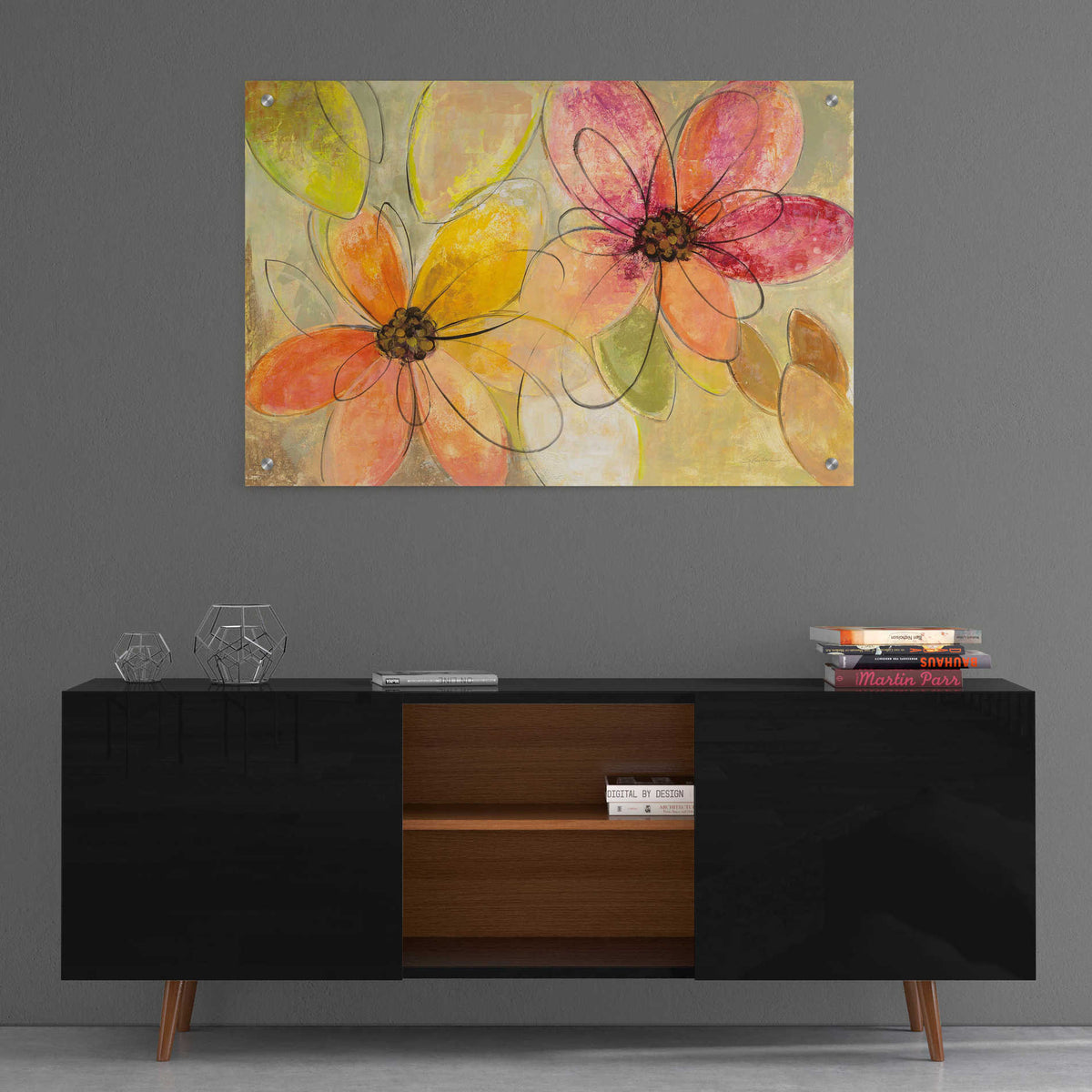 Epic Art 'Neon Floral' by Silvia Vassileva, Acrylic Glass Wall Art,36x24
