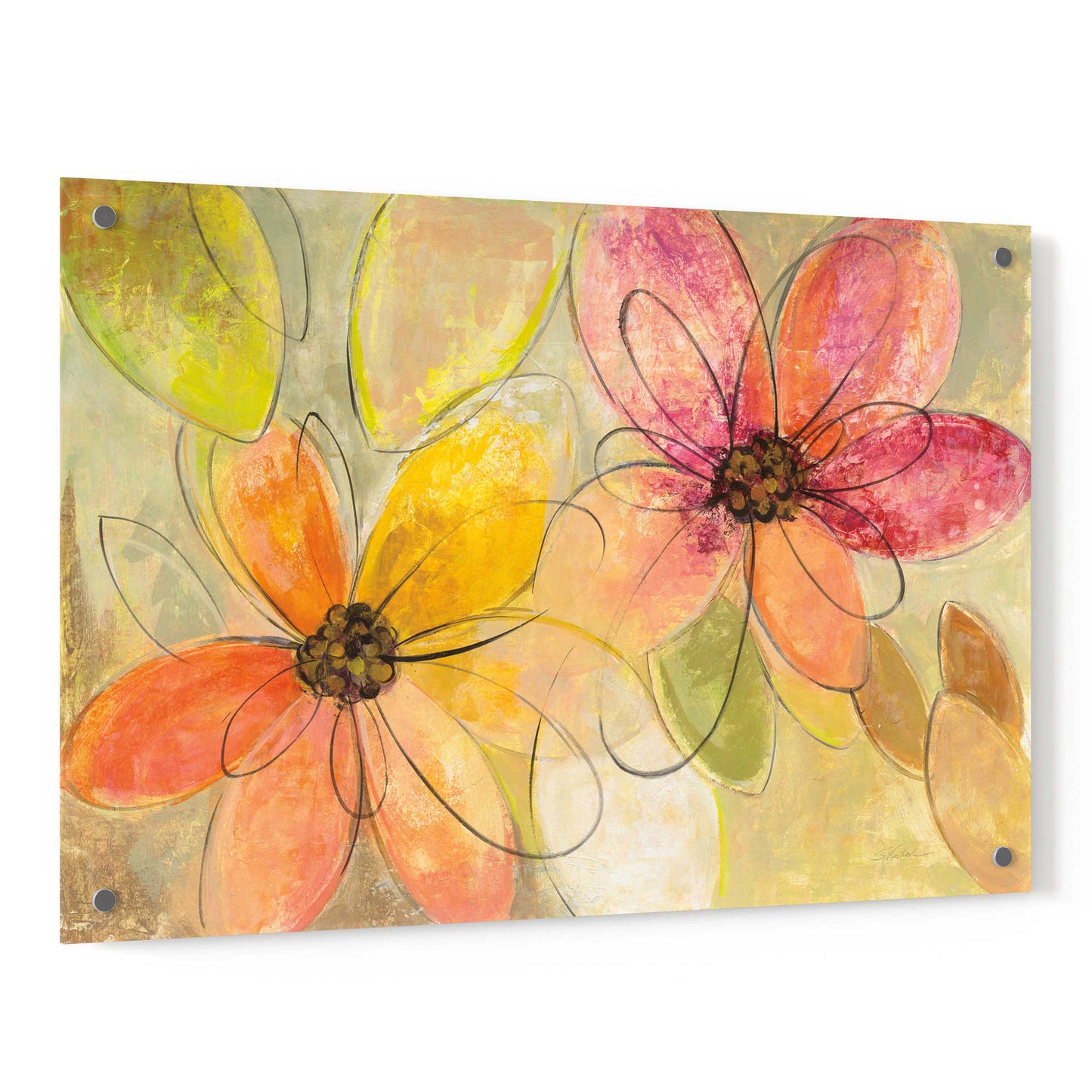 Epic Art 'Neon Floral' by Silvia Vassileva, Acrylic Glass Wall Art,36x24