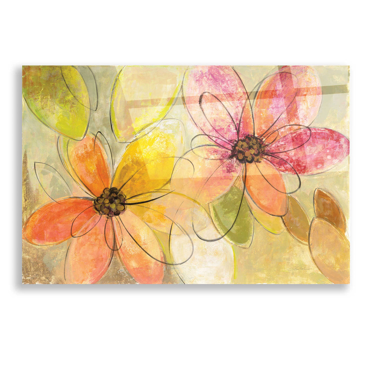 Epic Art 'Neon Floral' by Silvia Vassileva, Acrylic Glass Wall Art