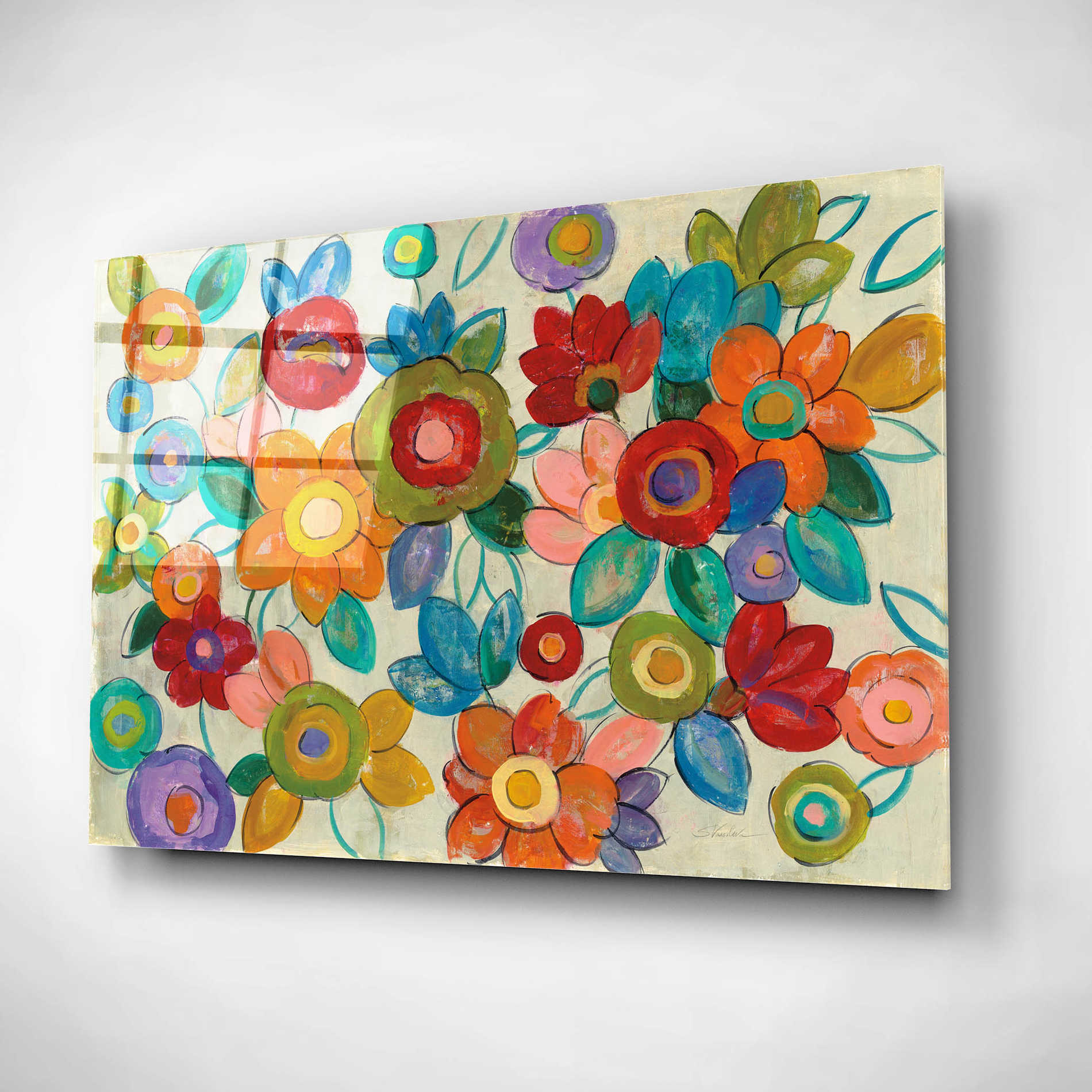 Epic Art 'Decorative Flowers' by Silvia Vassileva, Acrylic Glass Wall Art,16x12