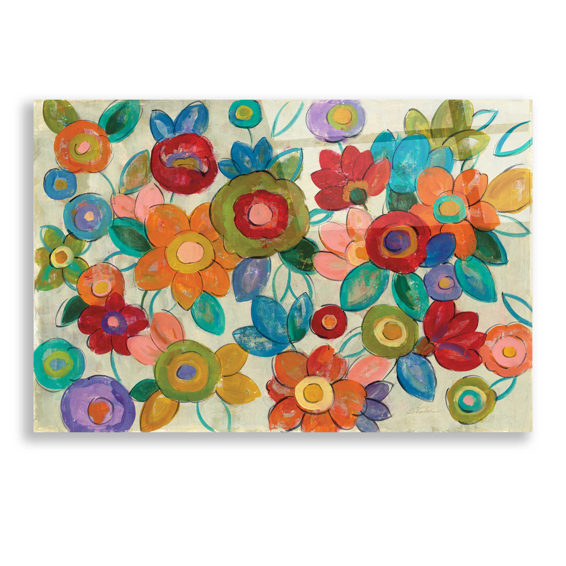 Epic Art 'Decorative Flowers' by Silvia Vassileva, Acrylic Glass Wall Art,24x16