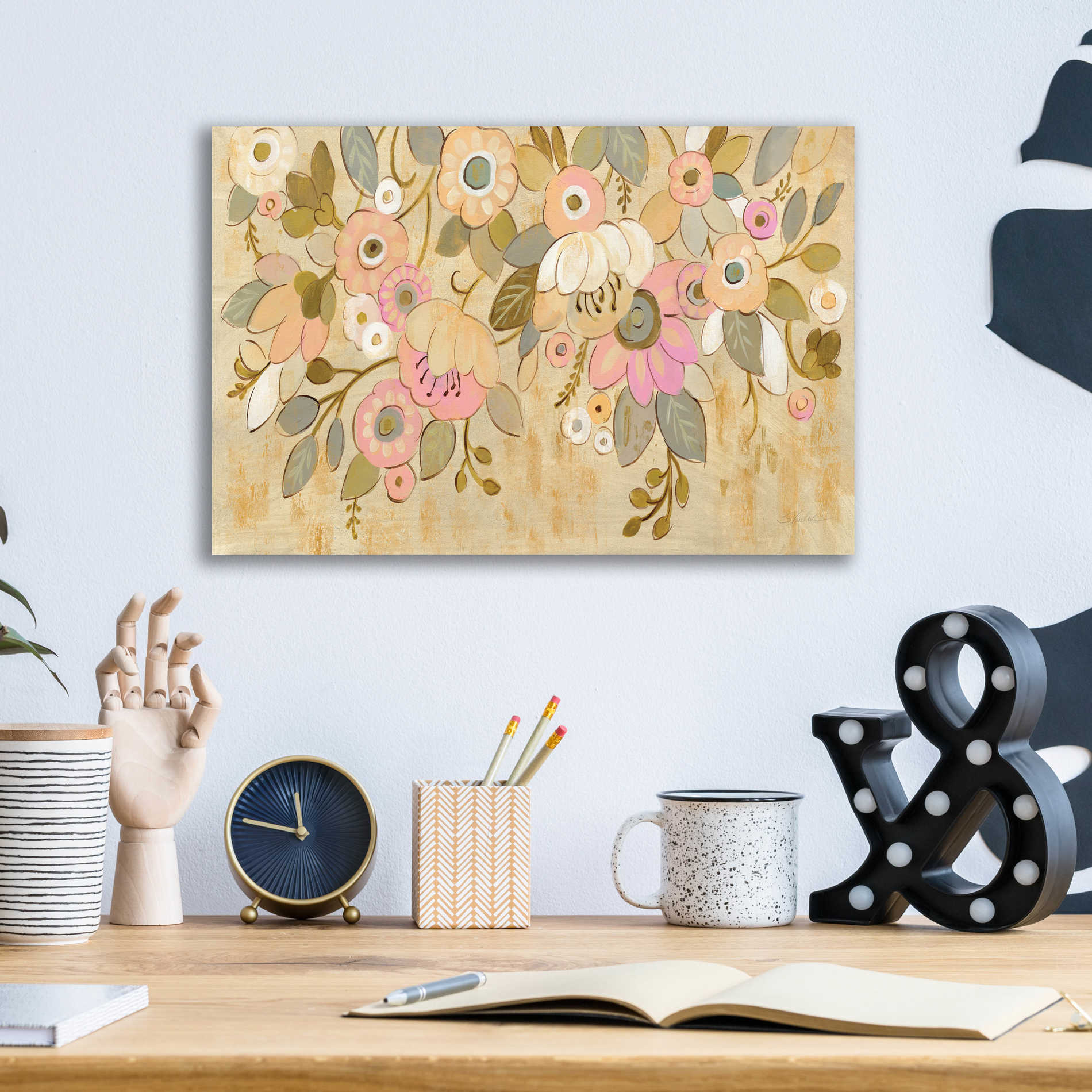 Epic Art 'Decorative Pastel Flowers' by Silvia Vassileva, Acrylic Glass Wall Art,16x12