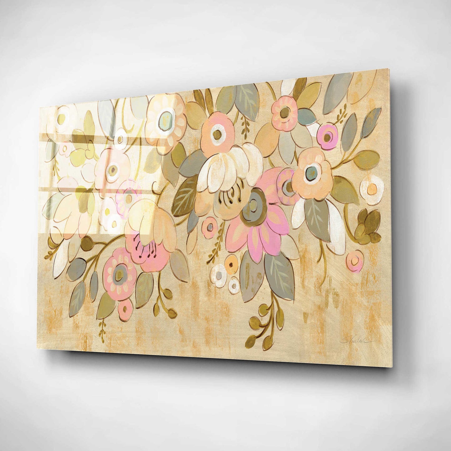 Epic Art 'Decorative Pastel Flowers' by Silvia Vassileva, Acrylic Glass Wall Art,24x16