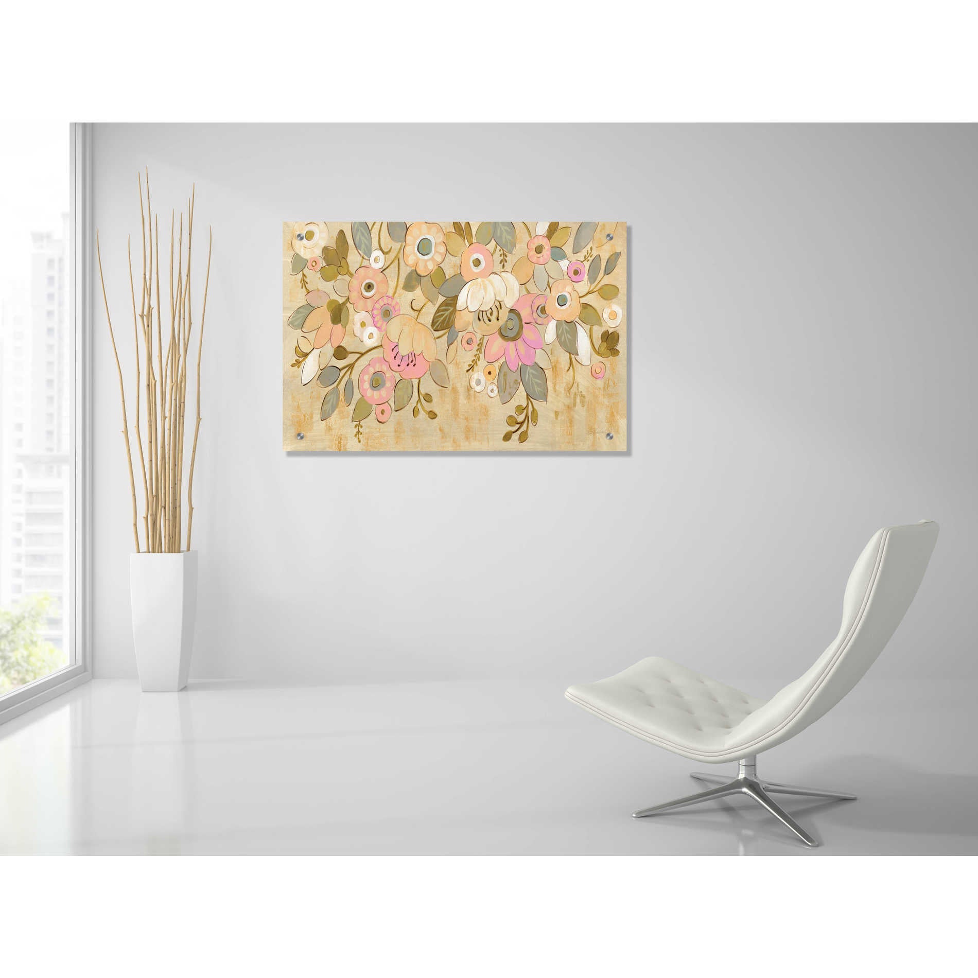 Epic Art 'Decorative Pastel Flowers' by Silvia Vassileva, Acrylic Glass Wall Art,36x24