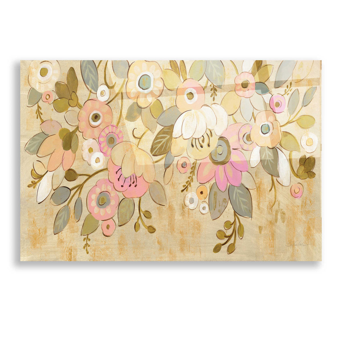 Epic Art 'Decorative Pastel Flowers' by Silvia Vassileva, Acrylic Glass Wall Art