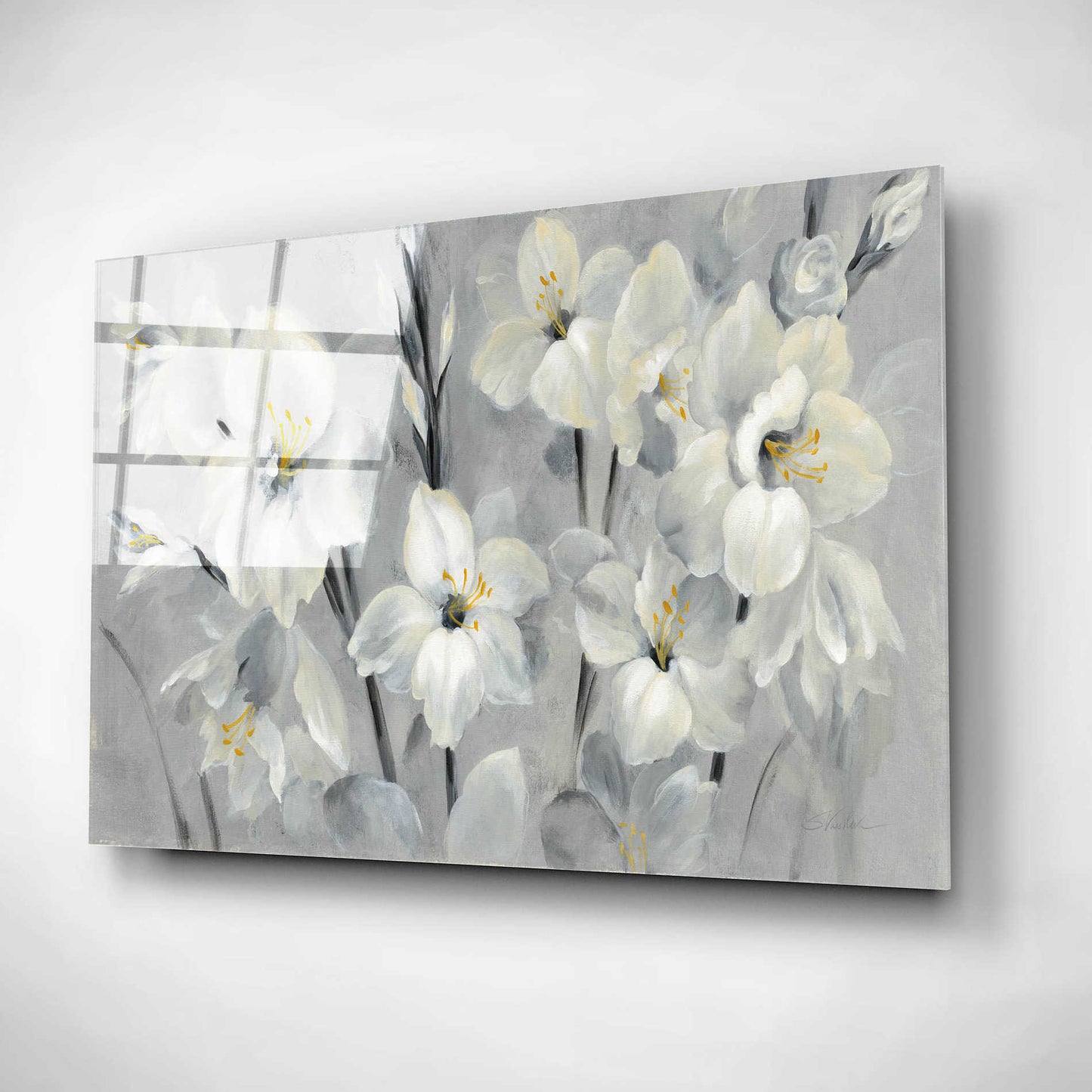 Epic Art 'Flowers on Gray' by Silvia Vassileva, Acrylic Glass Wall Art,16x12