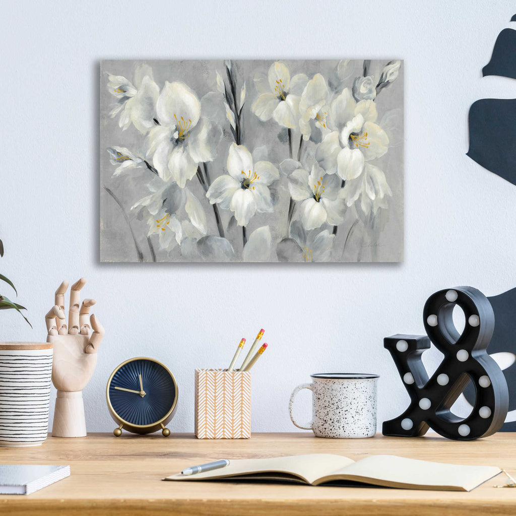 Epic Art 'Flowers on Gray' by Silvia Vassileva, Acrylic Glass Wall Art,16x12