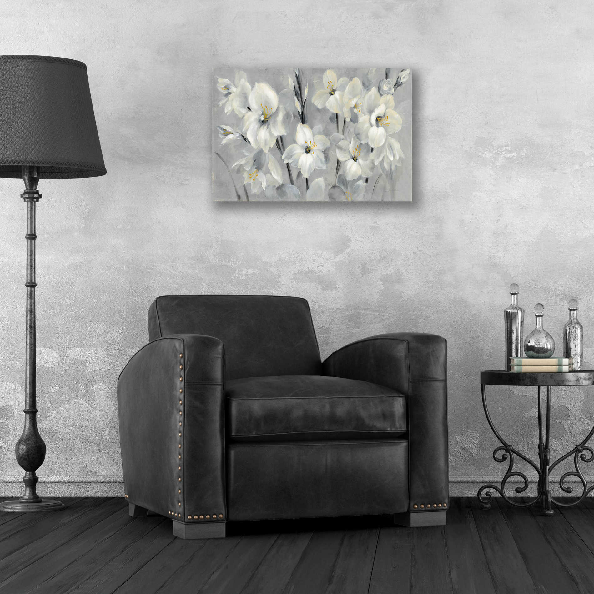 Epic Art 'Flowers on Gray' by Silvia Vassileva, Acrylic Glass Wall Art,24x16