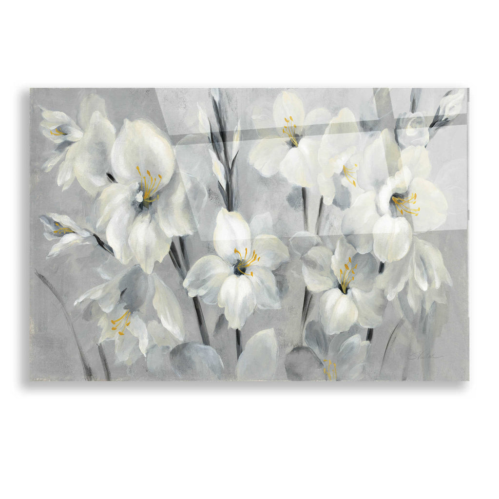 Epic Art 'Flowers on Gray' by Silvia Vassileva, Acrylic Glass Wall Art
