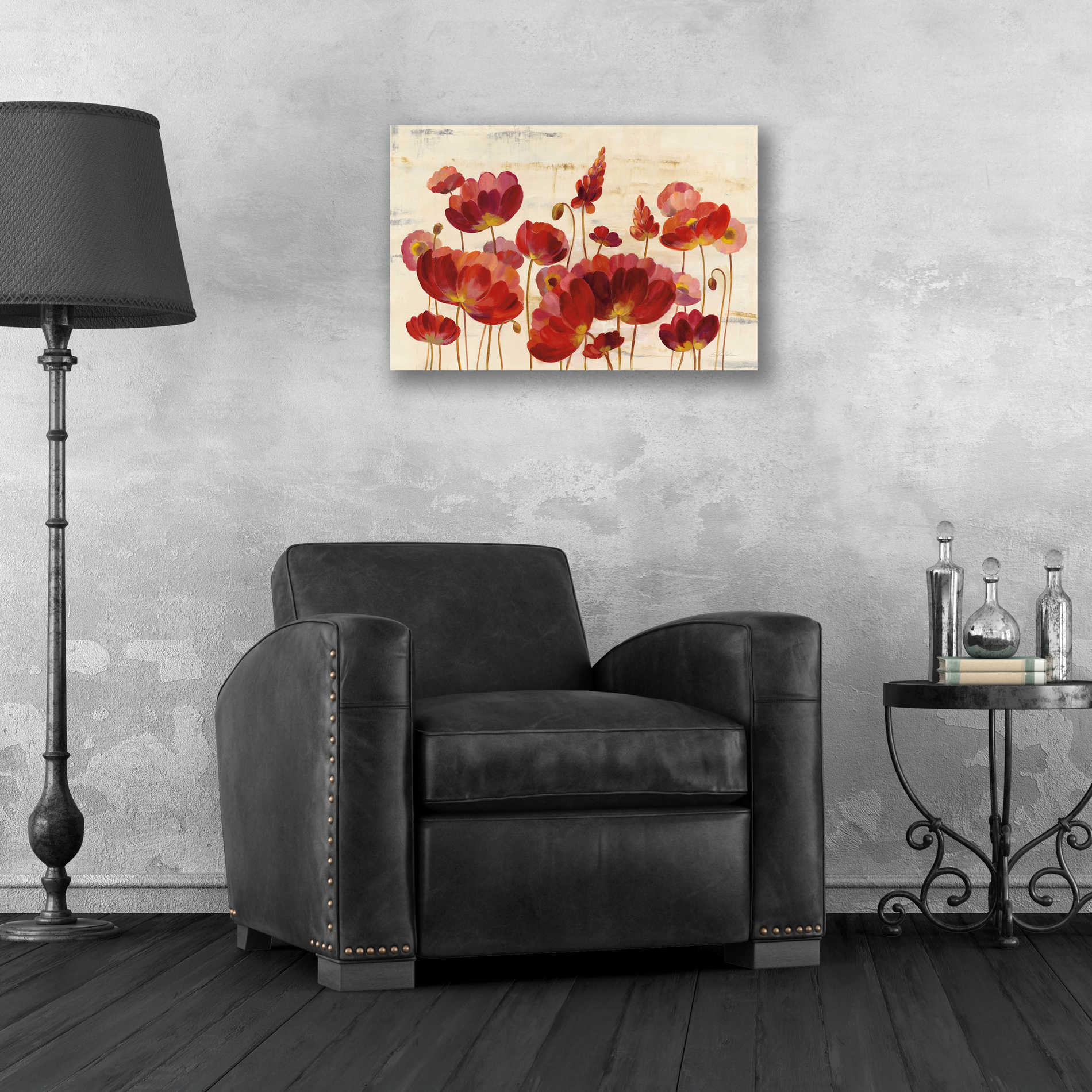 Epic Art 'Red Flowers on Marble' by Silvia Vassileva, Acrylic Glass Wall Art,24x16