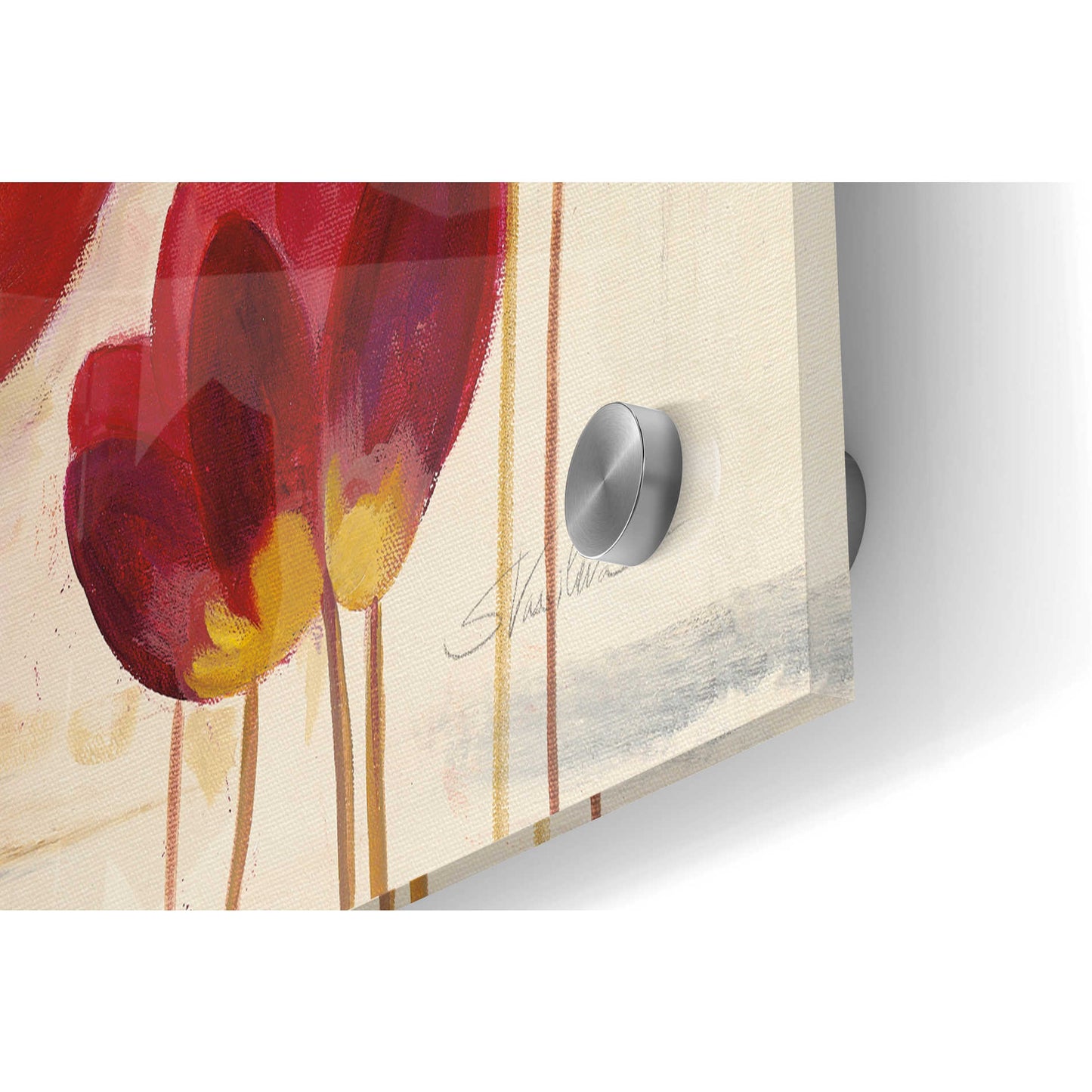 Epic Art 'Red Flowers on Marble' by Silvia Vassileva, Acrylic Glass Wall Art,36x24