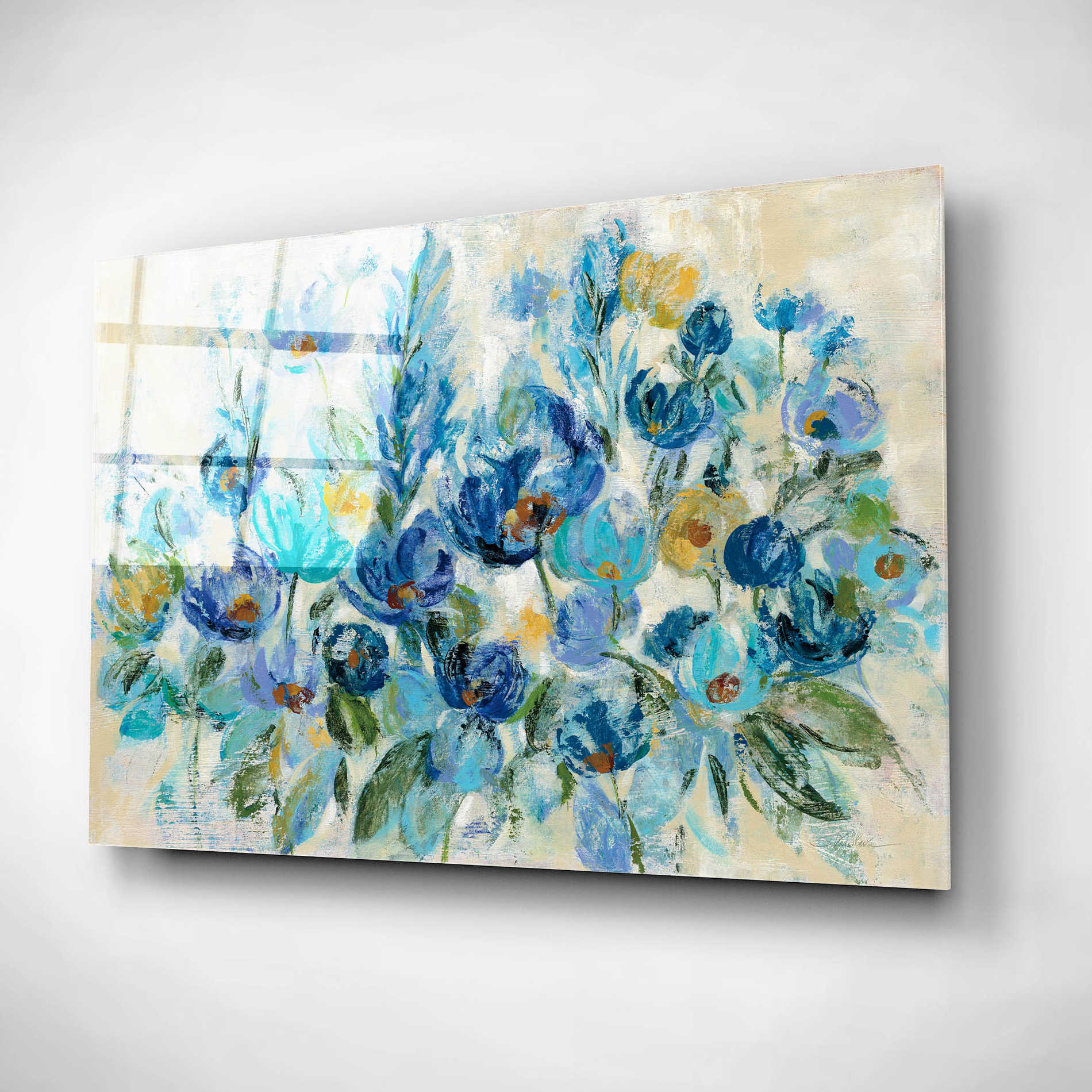 Epic Art 'Scattered Blue Flowers' by Silvia Vassileva, Acrylic Glass Wall Art,16x12