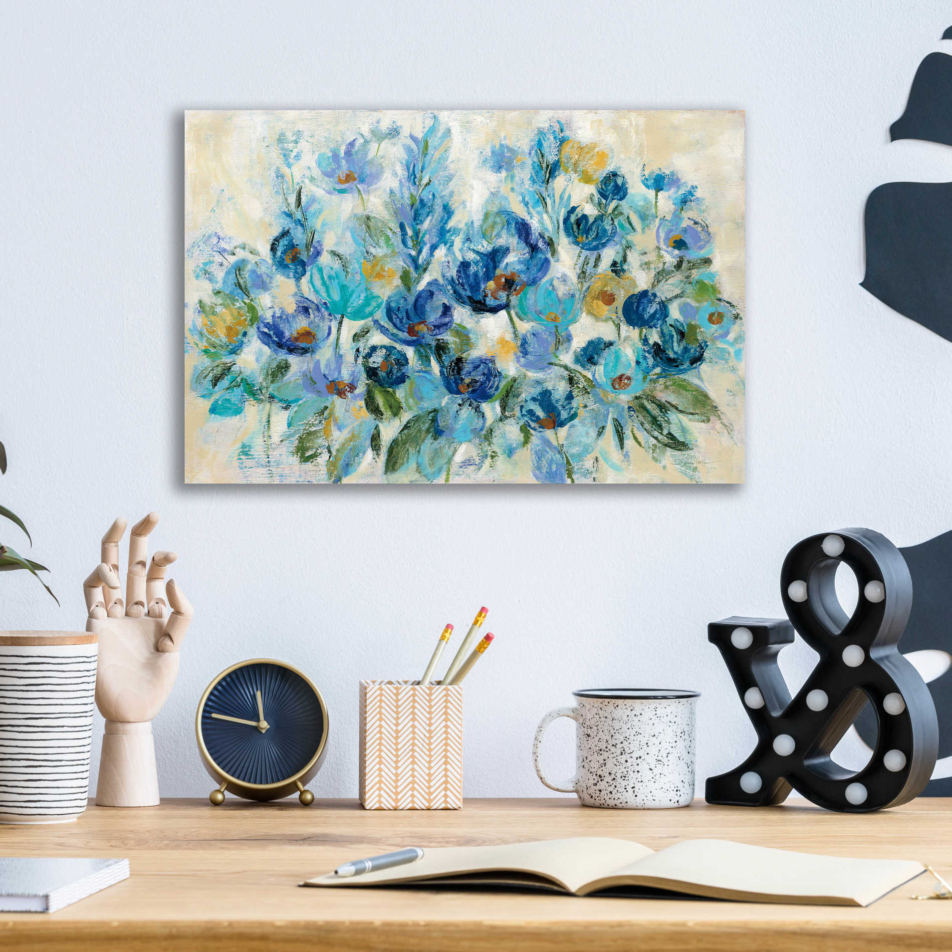 Epic Art 'Scattered Blue Flowers' by Silvia Vassileva, Acrylic Glass Wall Art,16x12