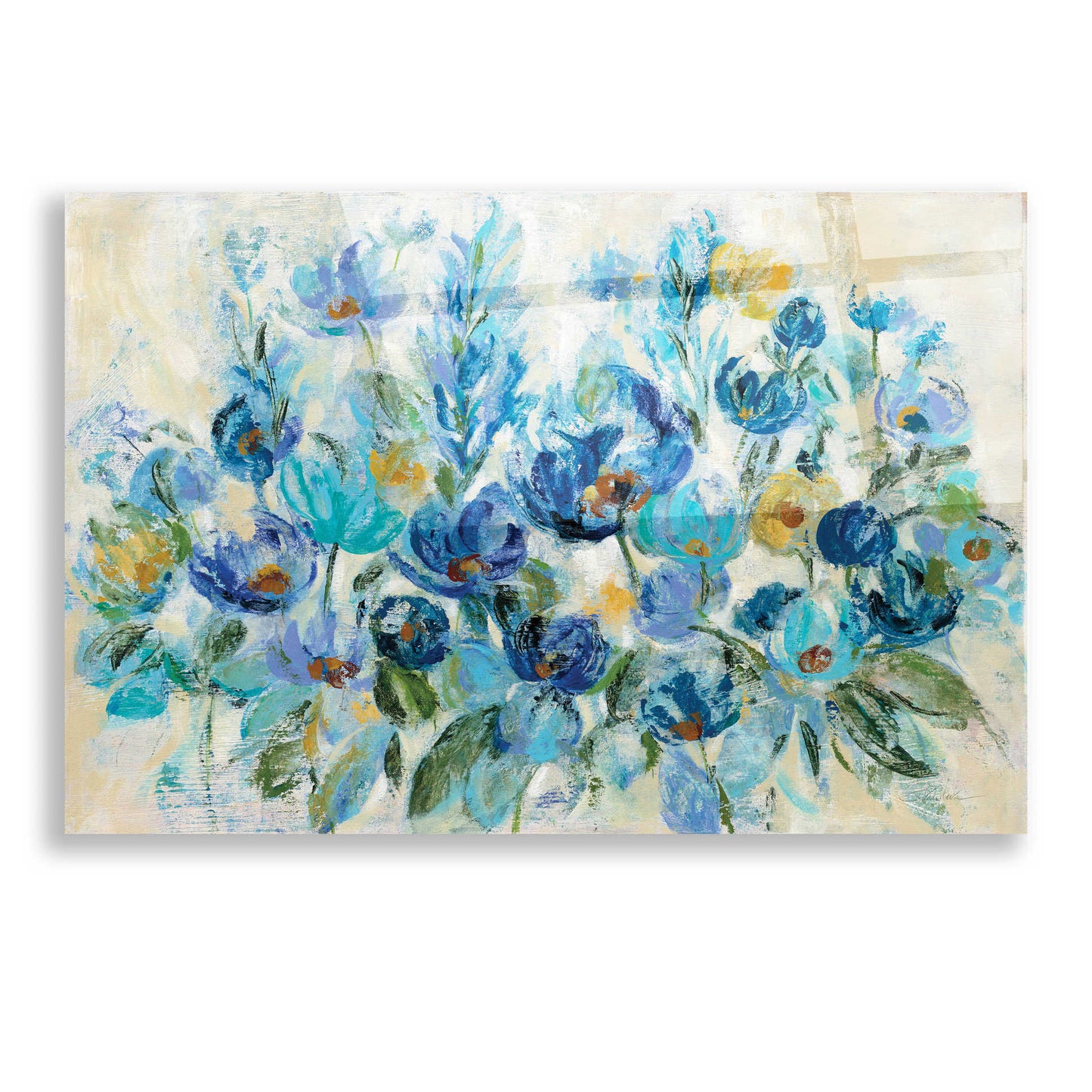 Epic Art 'Scattered Blue Flowers' by Silvia Vassileva, Acrylic Glass Wall Art,16x12