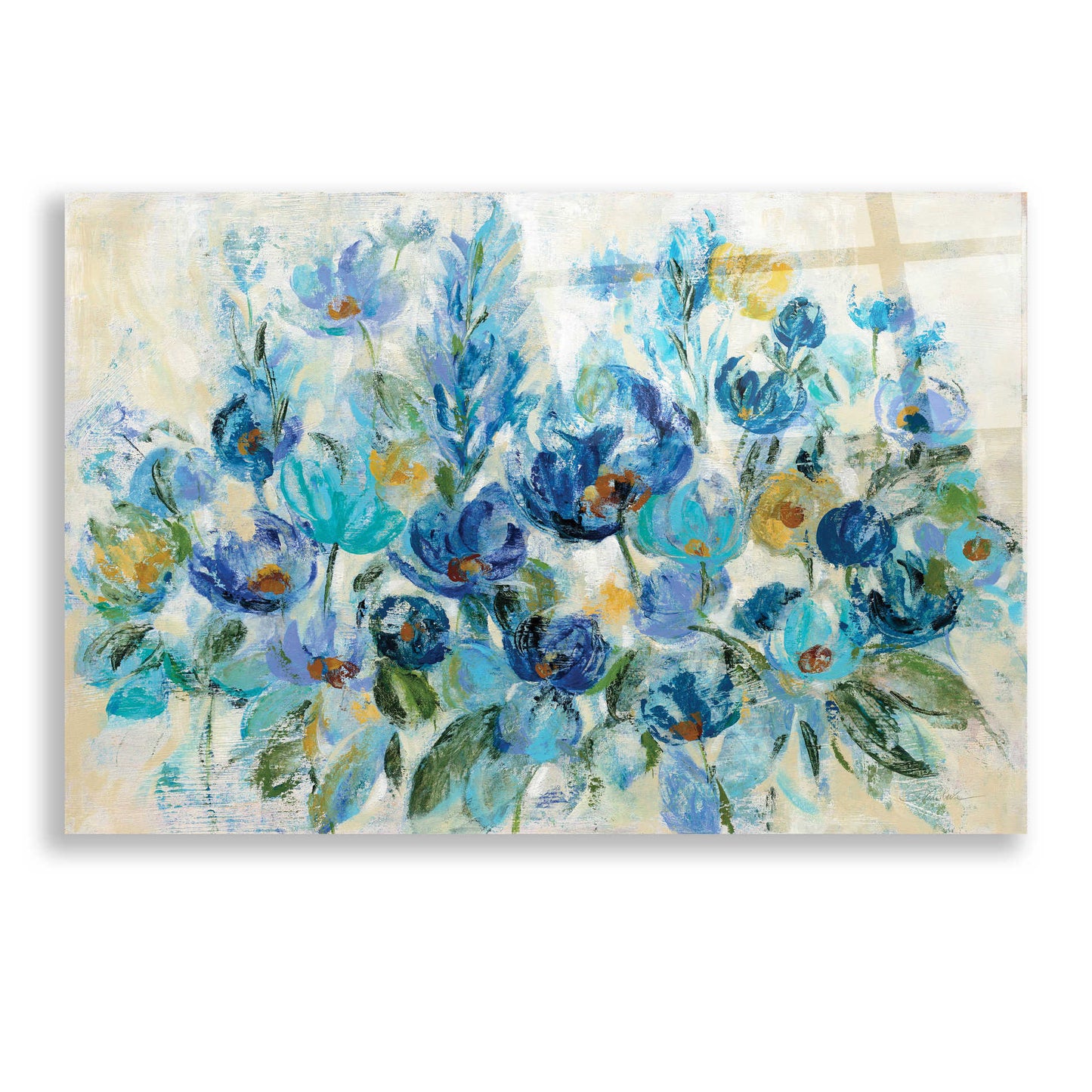 Epic Art 'Scattered Blue Flowers' by Silvia Vassileva, Acrylic Glass Wall Art,24x16