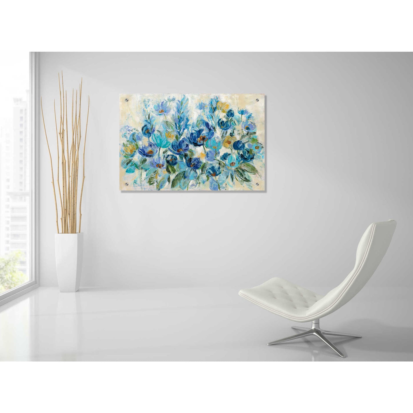 Epic Art 'Scattered Blue Flowers' by Silvia Vassileva, Acrylic Glass Wall Art,36x24