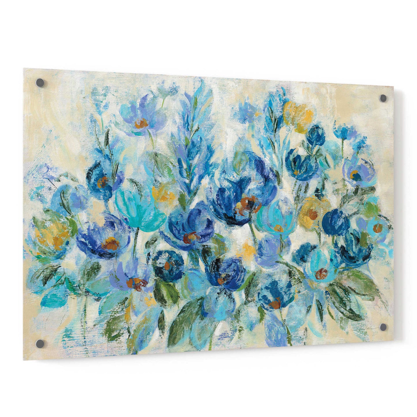 Epic Art 'Scattered Blue Flowers' by Silvia Vassileva, Acrylic Glass Wall Art,36x24