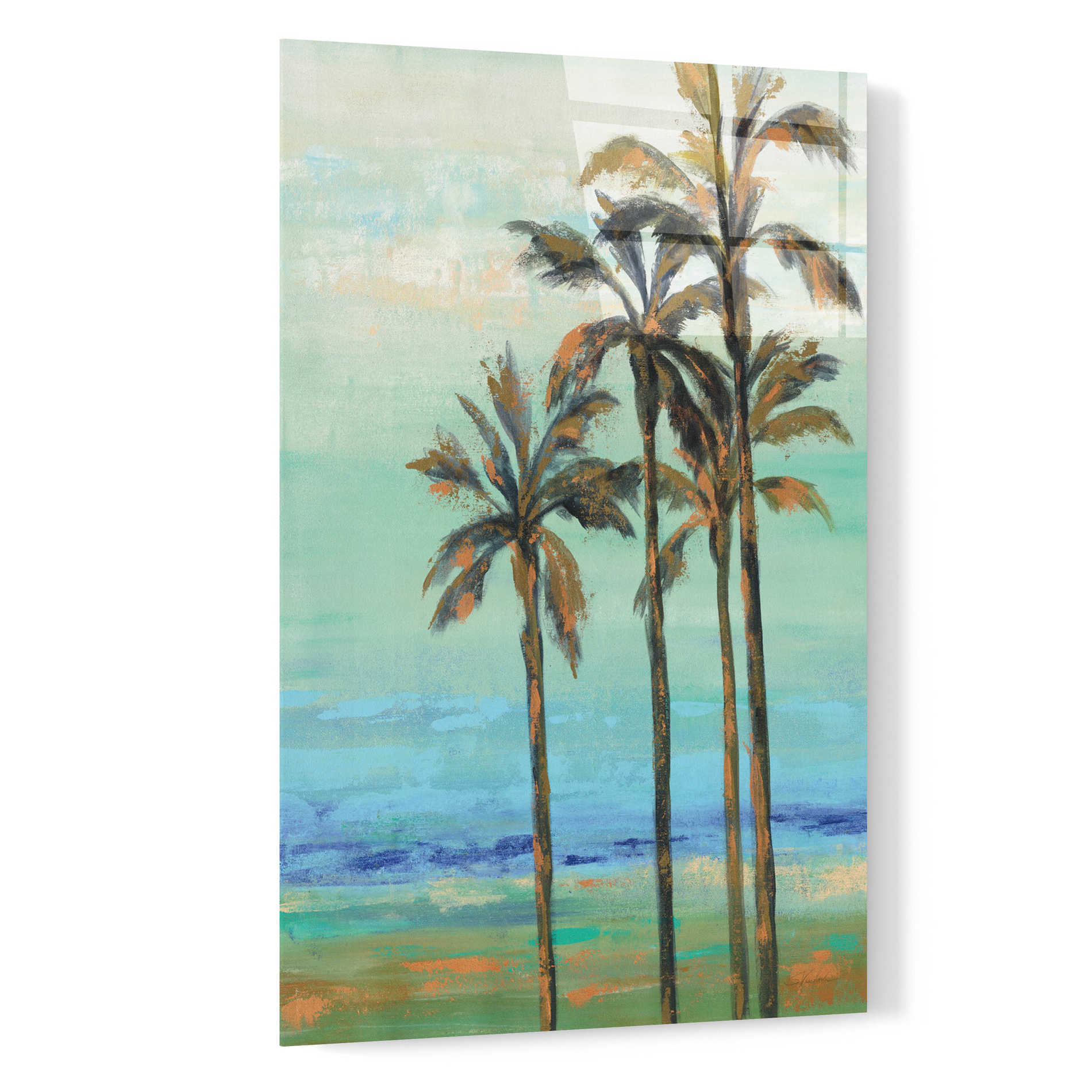 Epic Art 'Copper Palms I' by Silvia Vassileva, Acrylic Glass Wall Art,16x24