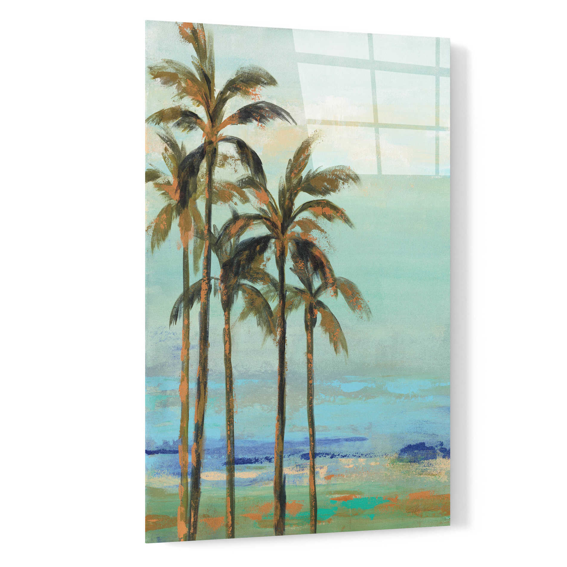 Epic Art 'Copper Palms II' by Silvia Vassileva, Acrylic Glass Wall Art,16x24