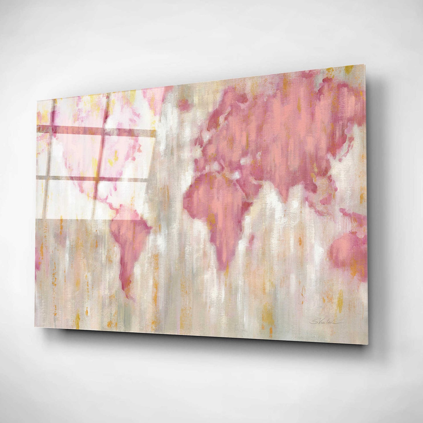 Epic Art 'Blush World Map' by Silvia Vassileva, Acrylic Glass Wall Art,16x12