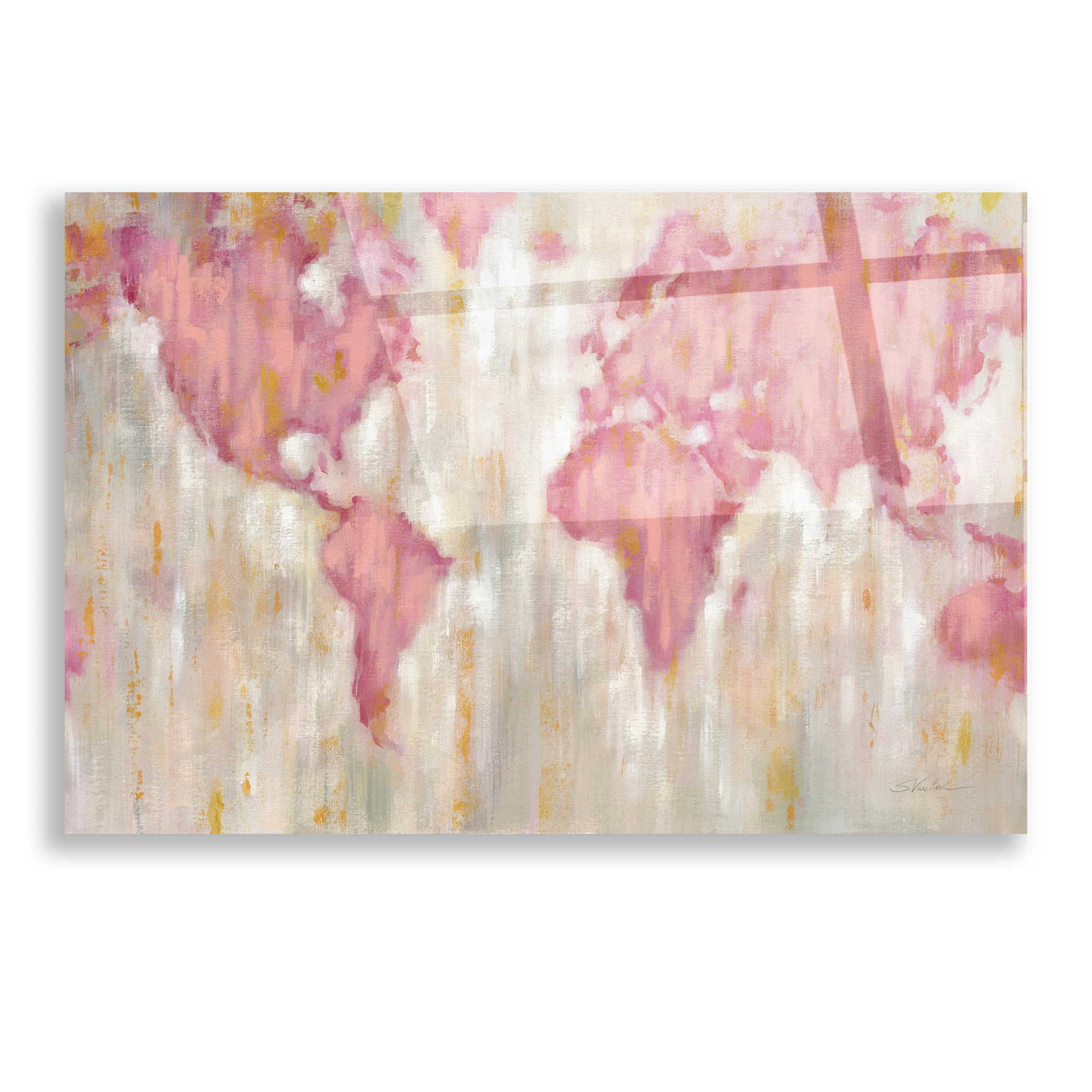 Epic Art 'Blush World Map' by Silvia Vassileva, Acrylic Glass Wall Art,16x12