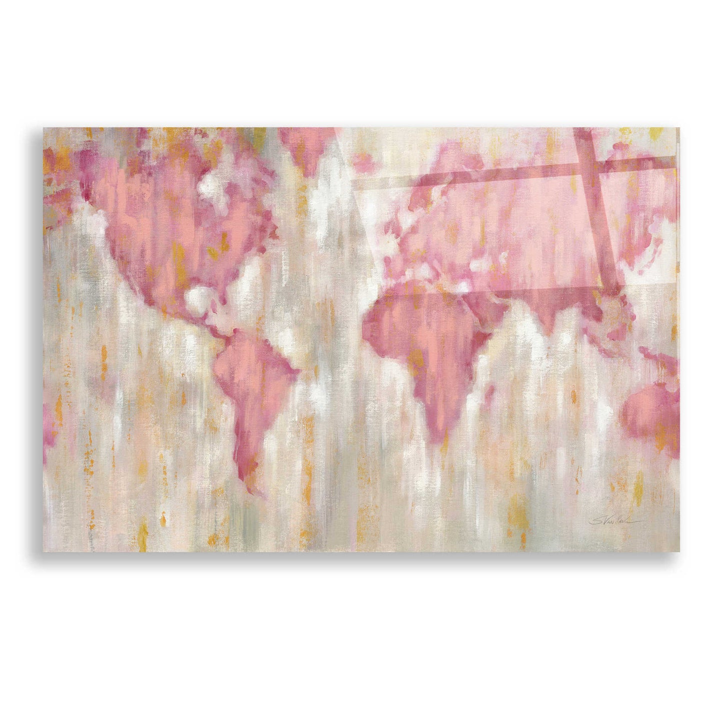 Epic Art 'Blush World Map' by Silvia Vassileva, Acrylic Glass Wall Art,24x16